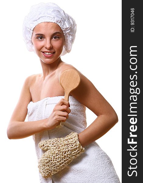 Beautyful girl with white towel