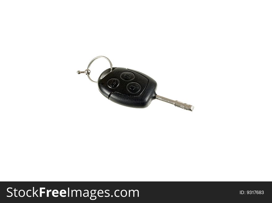 Car key withe lock buttons, isolated on the white. Car key withe lock buttons, isolated on the white