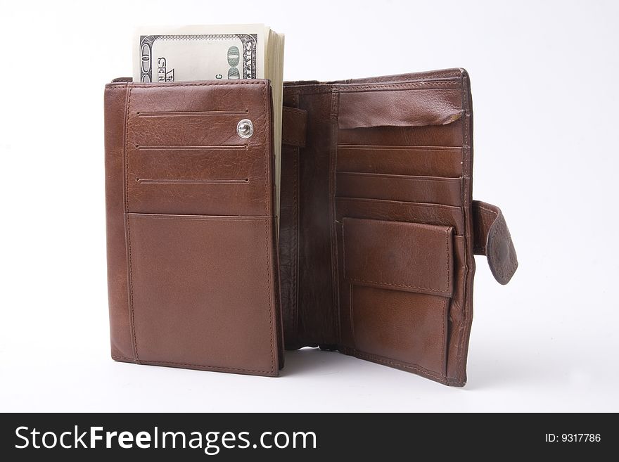 Tightly-stuffed purse on white background