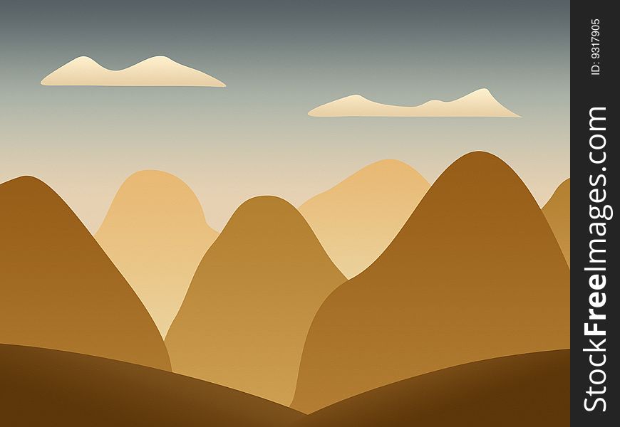Oriental landscape with mountains and creamy clouds. Oriental landscape with mountains and creamy clouds.