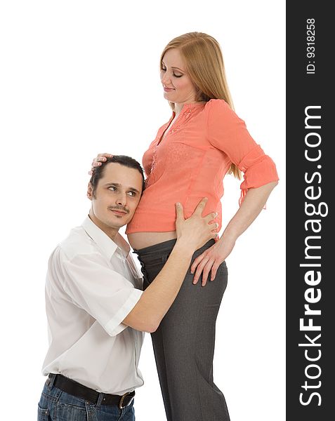 Young man and woman expecting a baby