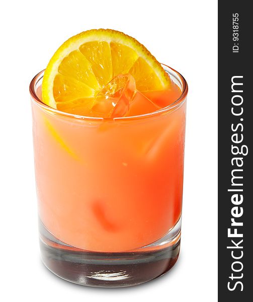 Frozen Cocktail with Orange. Isolated on White Background