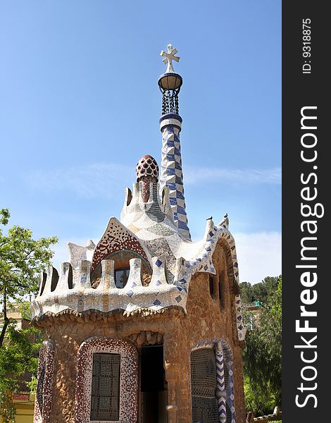 View of Parc Guell in Barcelona, Spain. View of Parc Guell in Barcelona, Spain