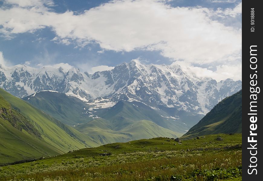 Caucasus mounatin, Swanetia, Shkhara Georgia, Summer time. Caucasus mounatin, Swanetia, Shkhara Georgia, Summer time