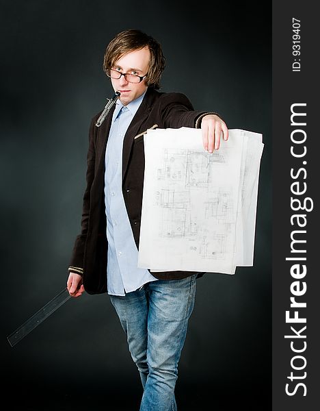 Young Architect With Sketch