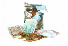 Money Jar With Different Currencies Stock Images Money Jar With Different Currencies Stock Images