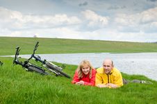 Two Cyclists Royalty Free Stock Image Two Cyclists Royalty Free Stock Image