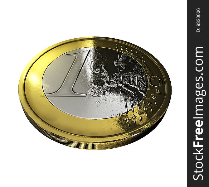 One euro coin in horizontal rotation. One euro coin in horizontal rotation