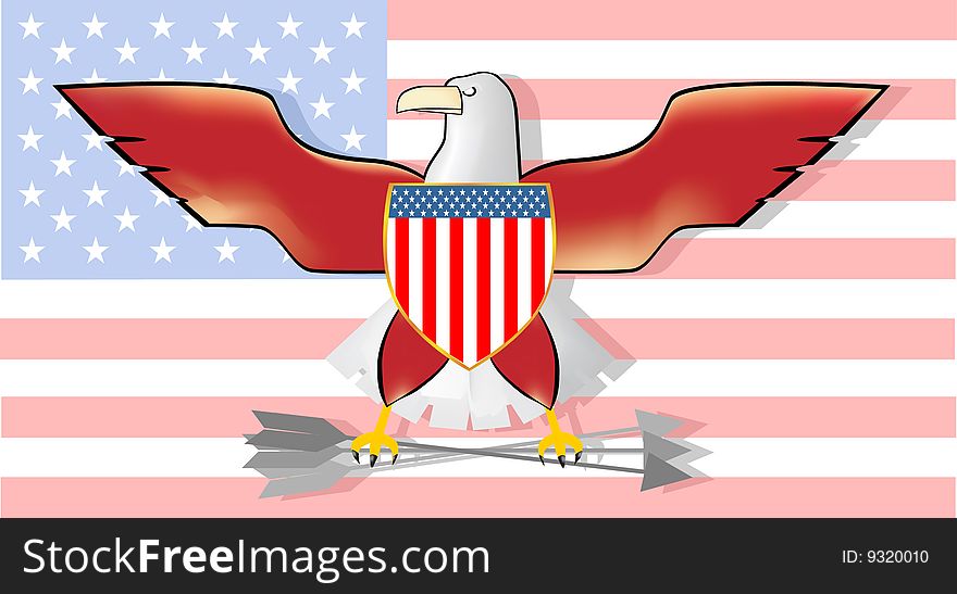 Abstract american bird with american flag