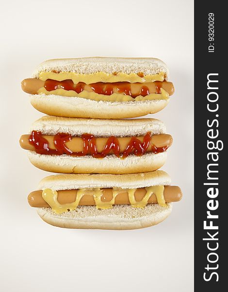 Hot dogs on white with soft shadow