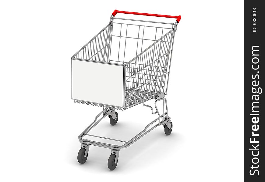 Digital render of a shopping cart with space for text