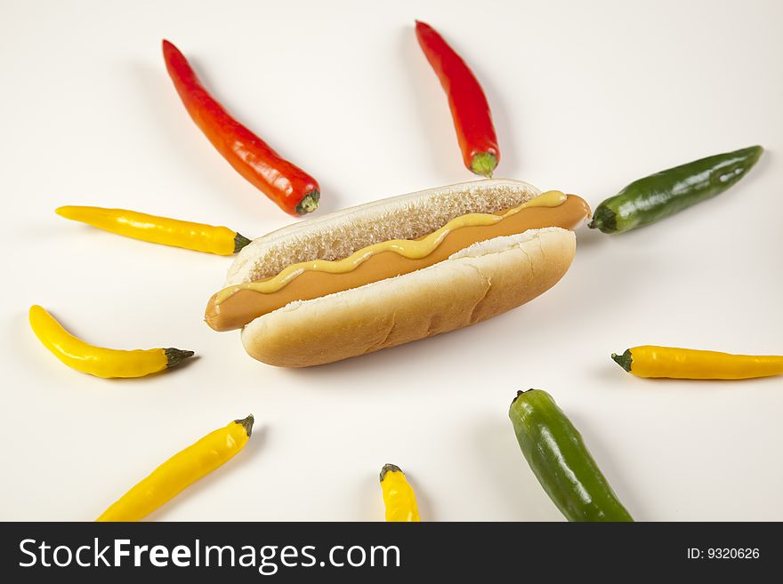 Hot dog on white with soft shadow