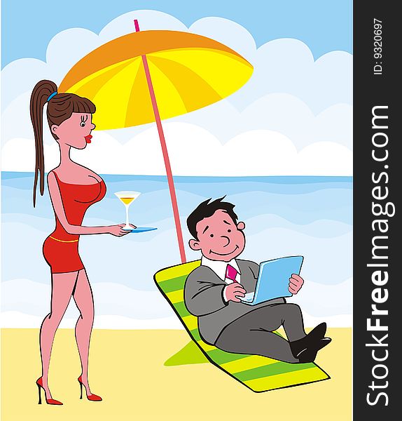 Businessman on beach