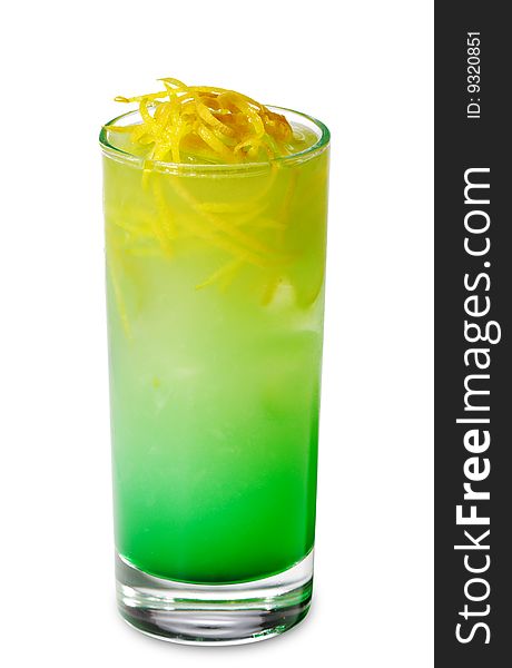 Green Cocktail with Rind of Lemon