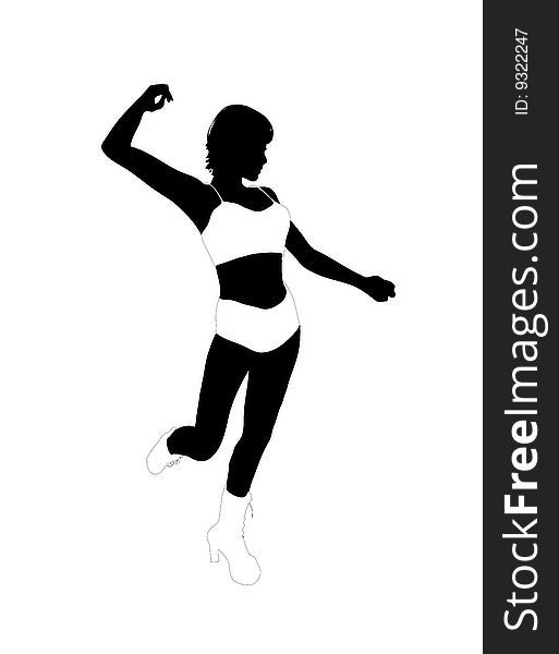 A dancinf female silhouette in vector
