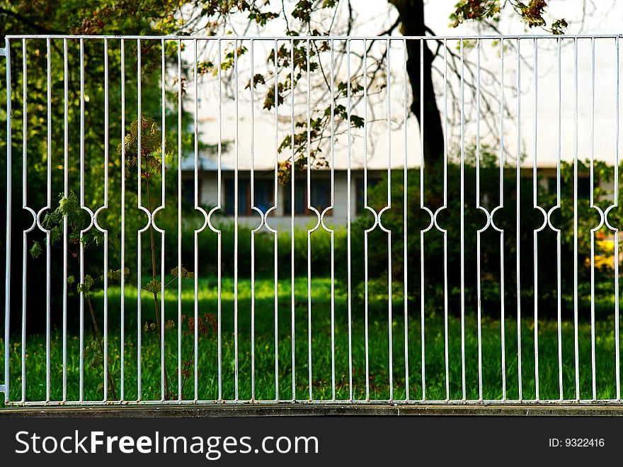 White metal fence