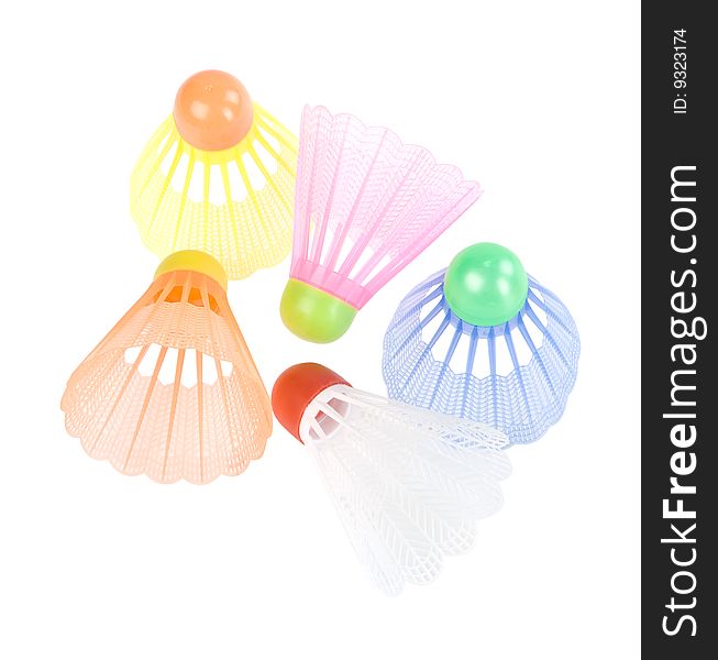 Five badminton shuttlecoc isolated. Clipping path. Five badminton shuttlecoc isolated. Clipping path
