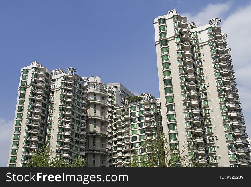 Apartment building architecture with blue sky,in Foshan city,Canton,China