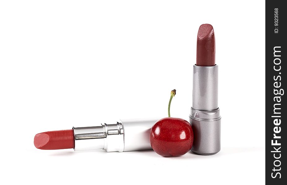 Vertical and horizontal lipstick with Cherry. Vertical and horizontal lipstick with Cherry