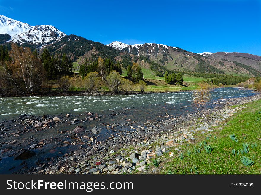 Mountain landscape with the river