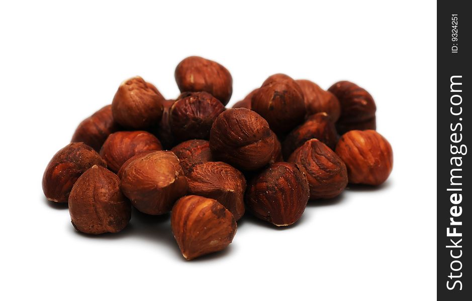 Hazelnuts On White Background