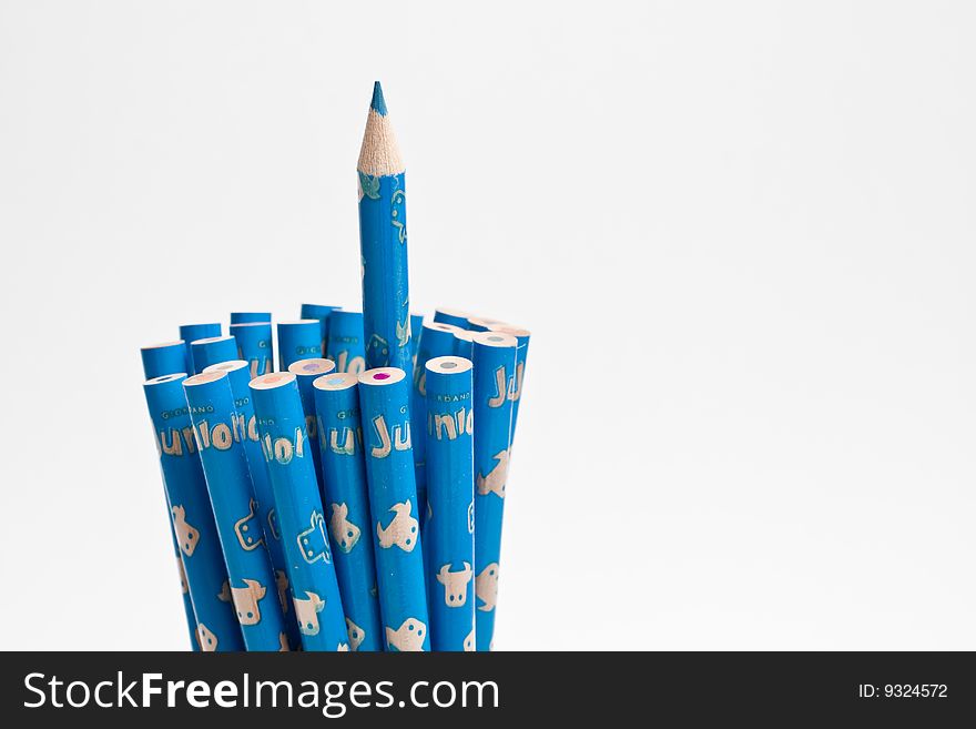 Isolated pen from a stack of wooden crayon. Isolated pen from a stack of wooden crayon