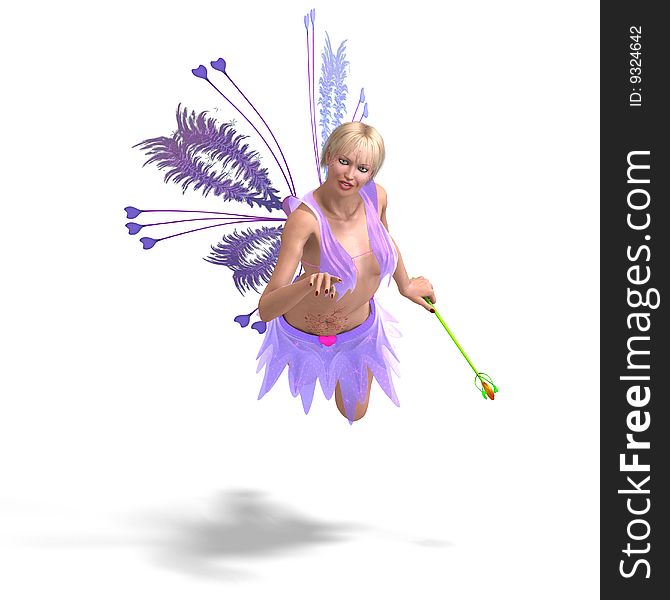 Young fearie with faethery wings and clipping path over white. Young fearie with faethery wings and clipping path over white