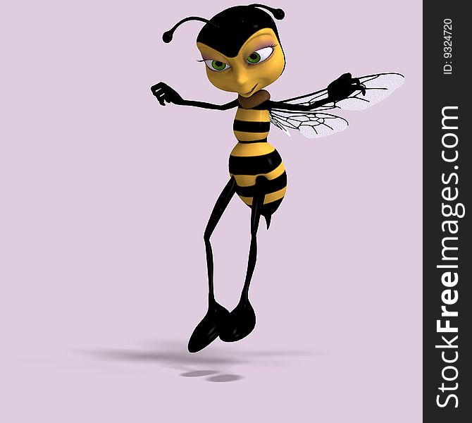 Very sweet render of a honey bee in yellow and black with Clipping Path