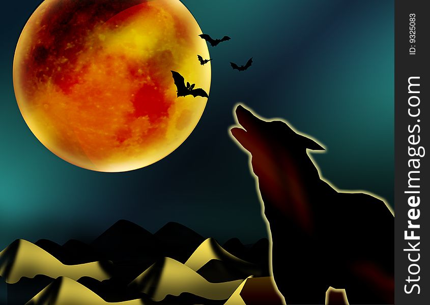 A wolf in the night of halloween