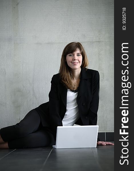 Young woman work with laptop