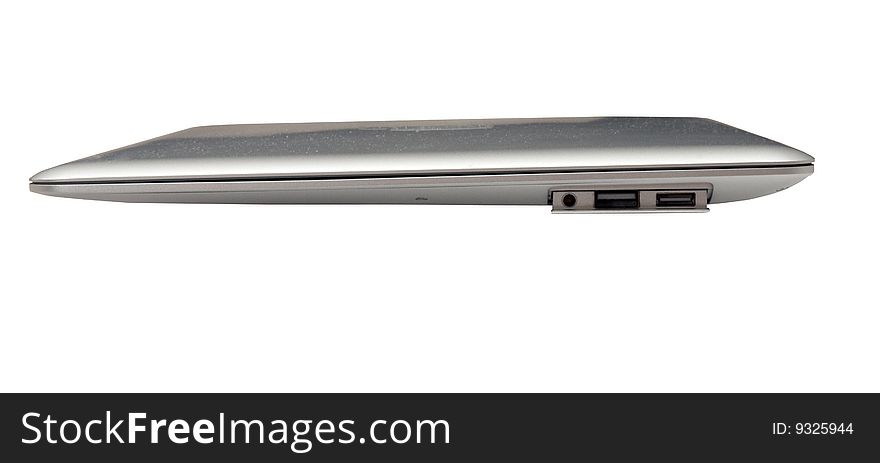 Side view of silver laptop cutout. Side view of silver laptop cutout