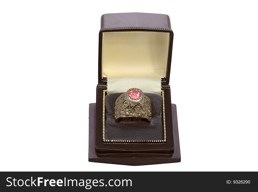 Ring in a Jewellery Case on bright background. Ring in a Jewellery Case on bright background