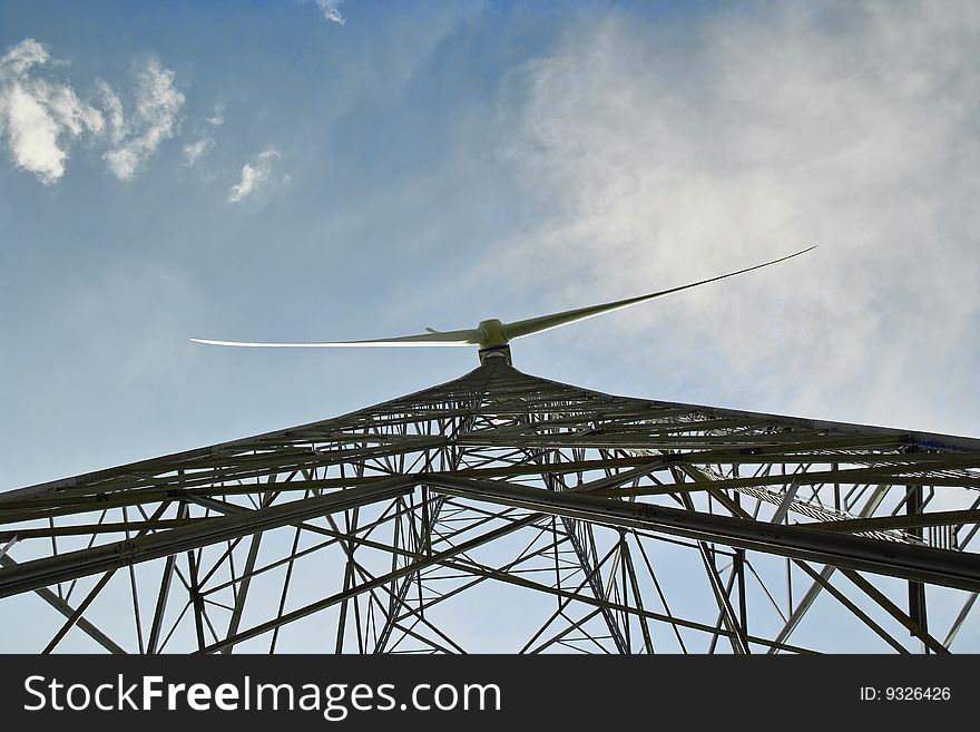 Huge Wind Energy Plant With Sky