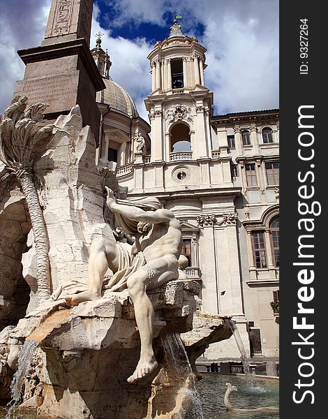 Fantastic Trevi Fountain In Rome / Italy