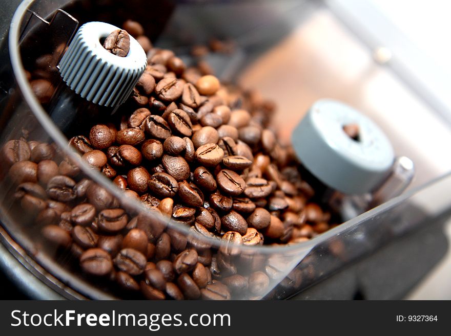 Coffee beans in the coffee  machine