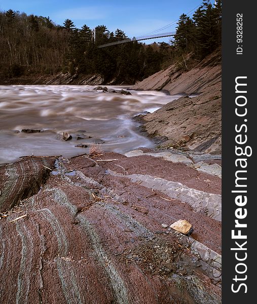 Hdr shot of a natural park in quebec,canada. Slow shutter speed. Focus on the ground. Hdr shot of a natural park in quebec,canada. Slow shutter speed. Focus on the ground