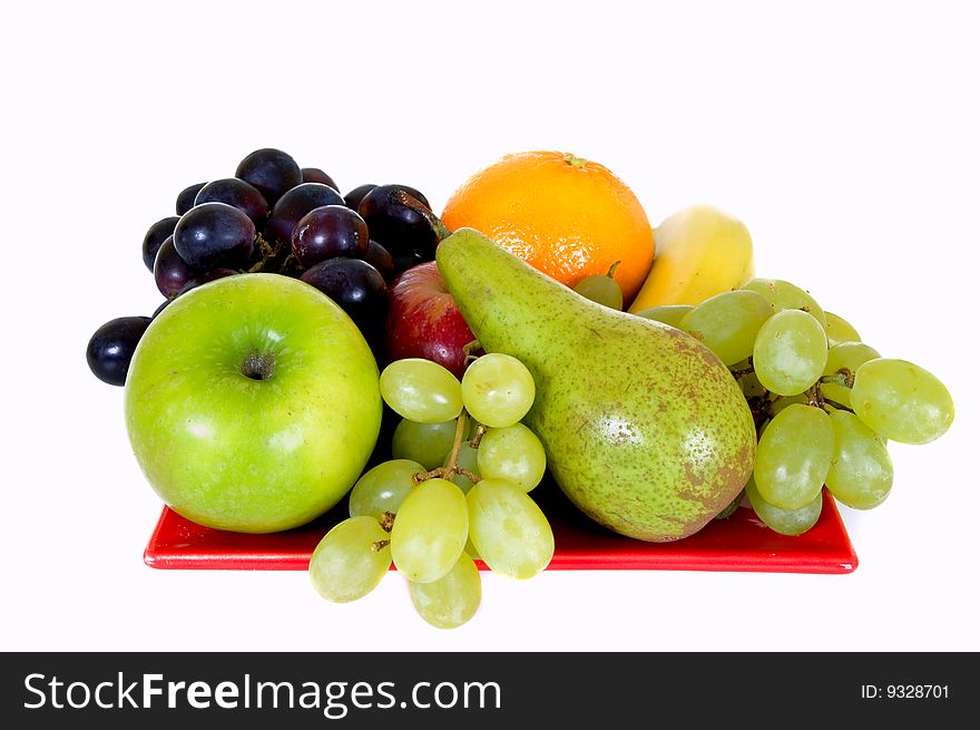 Fresh healthy colorful bio fruit full of vitamins, white background. Fresh healthy colorful bio fruit full of vitamins, white background