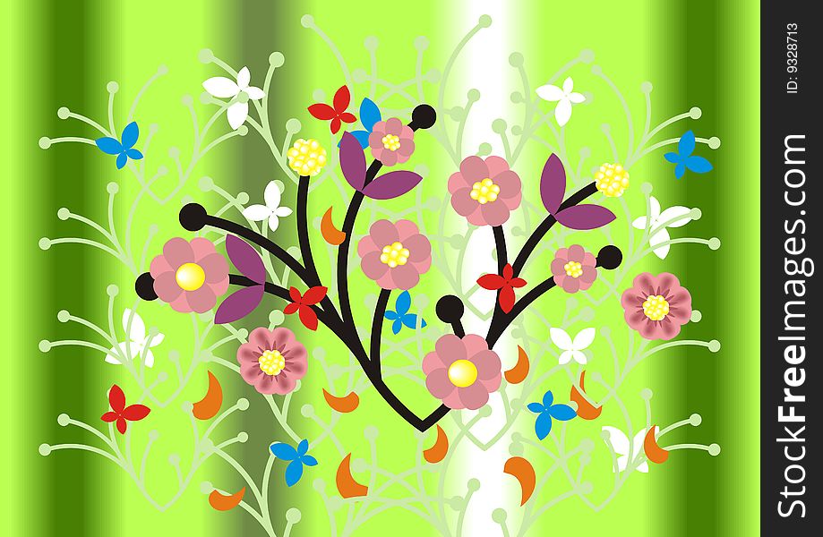 Illustration of abstract floral ornament and  background. Illustration of abstract floral ornament and  background