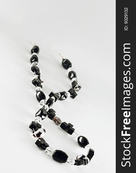 Close up of black necklace
