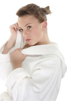 Fresh And Beautiful Woman On White Background Wear Royalty Free Stock Images Fresh And Beautiful Woman On White Background Wear Royalty Free Stock Images