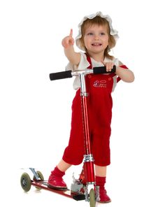 Little Girl And Her Scooter Stock Image Little Girl And Her Scooter Stock Image