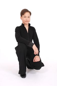 Boy In Black Costume Posing In Studio Stock Photos Boy In Black Costume Posing In Studio Stock Photos