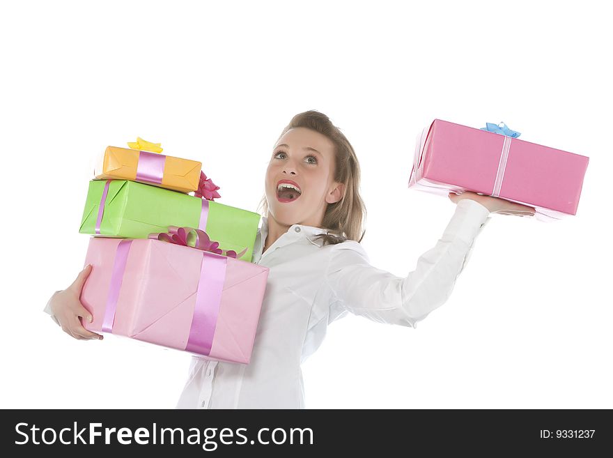 Young smiling girl with present