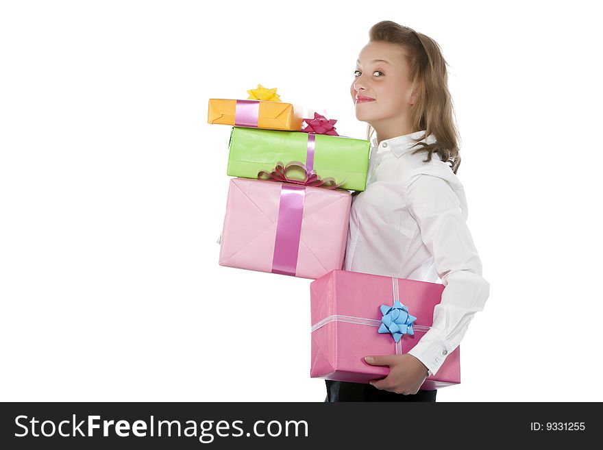 Young Smiling Girl With Present