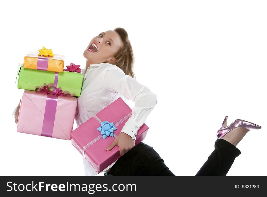 Young Smiling Girl With Present