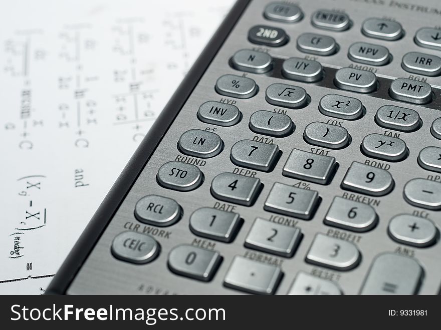 Closeup of advanced financial analysis calculator background. Closeup of advanced financial analysis calculator background