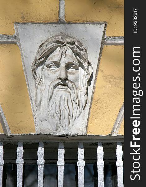 Architectural detail - face, on the Admiralty building in Saint-Petersburgh, Russia