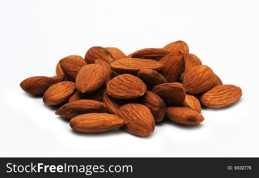 Almonds isolated on white background. Almonds isolated on white background