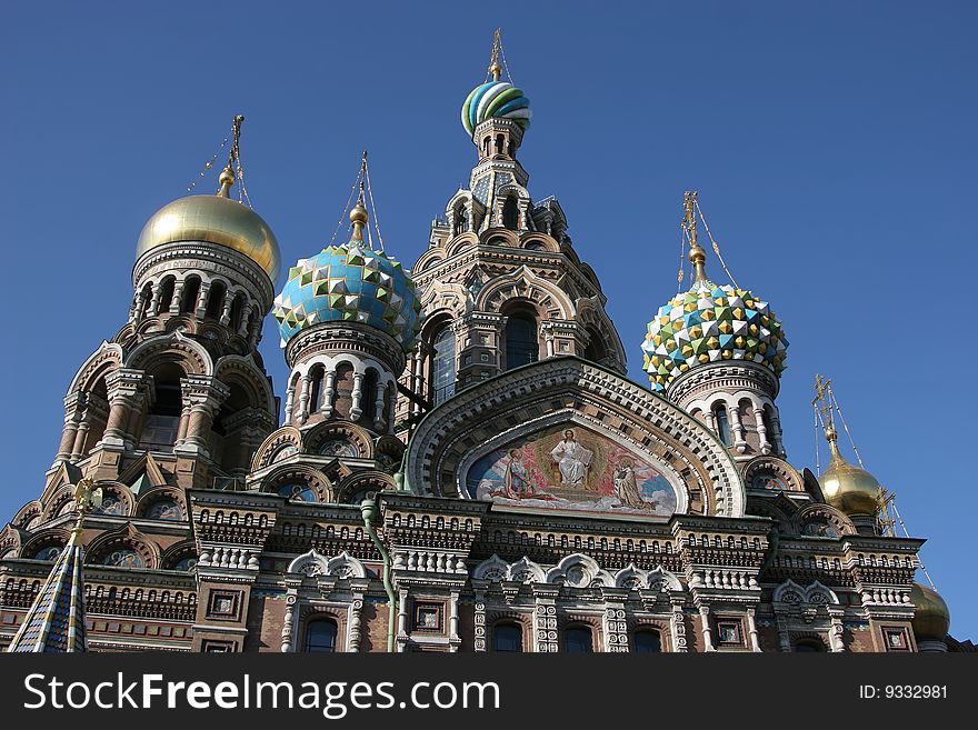 Cupolas of the Spas cathedral in Saint-Petersburgh, Russia