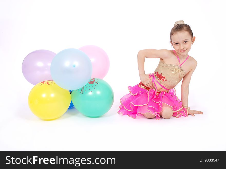 Girl in dress posing in studio